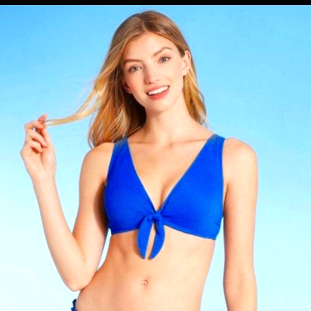 Shade Shore Tie Front Bikini Top sapphire NWT